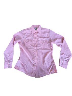 Dickson Jenkins Lady DJ Vintage 60s 70s Pink Pearl Snap Western Shirt Sz 36